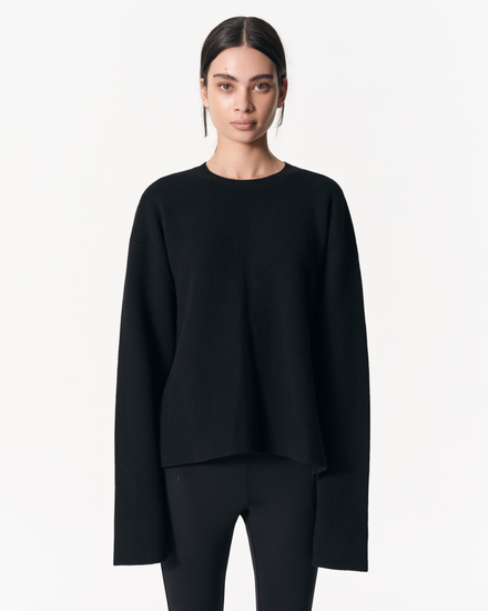 sener besim - the heavy crewneck - black - knitwear - shop online
