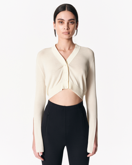 sener besim - the cropped cardigan - ecru - knitwear - shop online