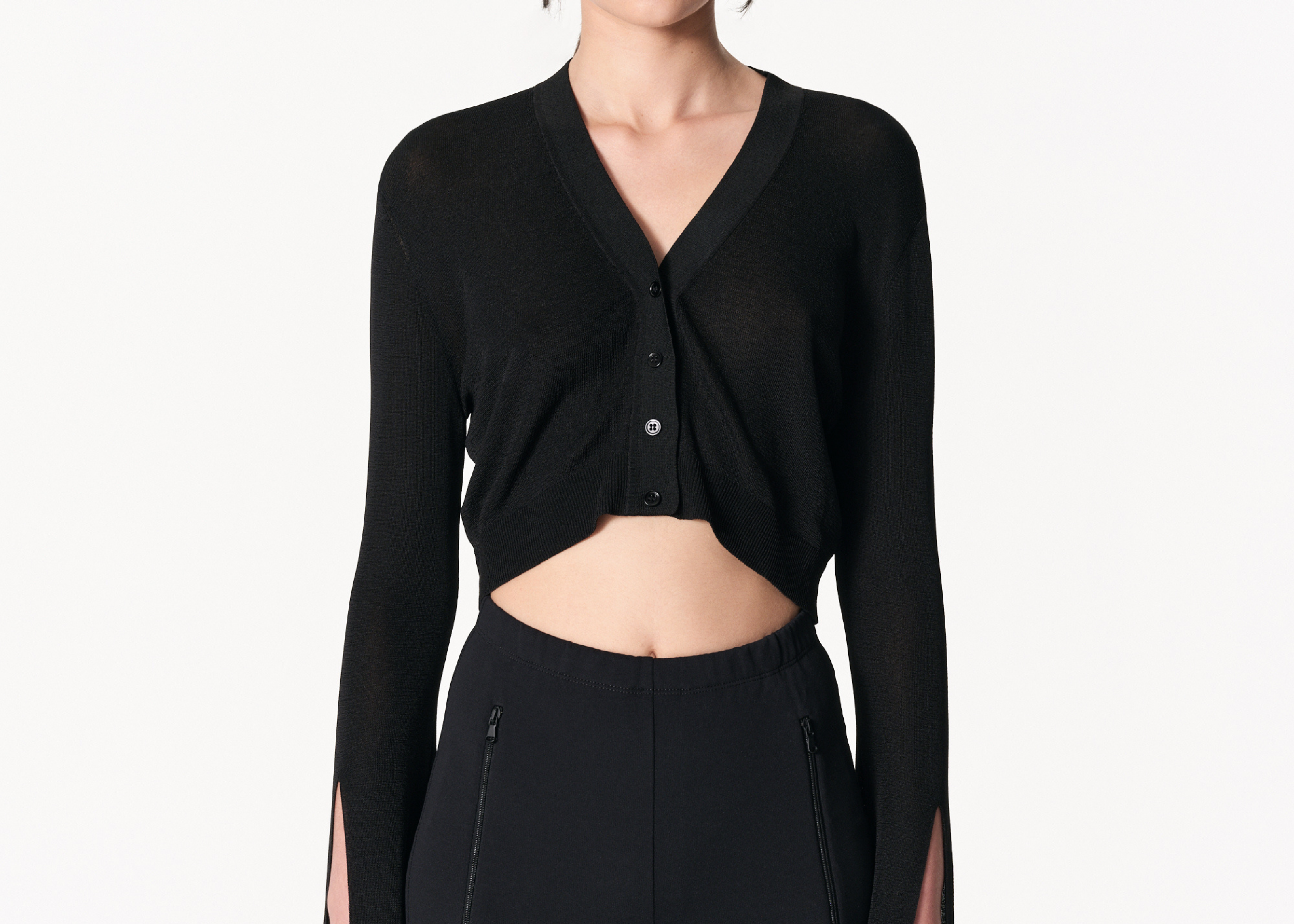 sener besim - cropped cardigan - black - knitwear - shop online