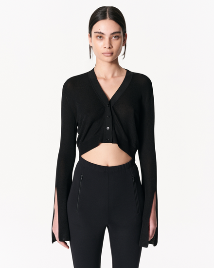 sener besim - cropped cardigan - black - knitwear - shop online