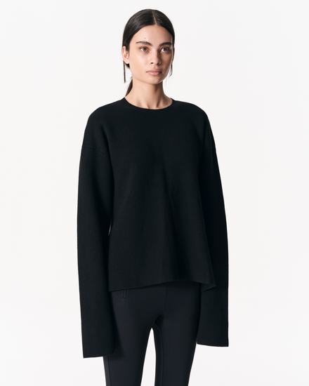 sener besim - the heavy crewneck - black - knitwear - shop online