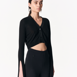 sener besim - cropped cardigan - black - knitwear - shop online