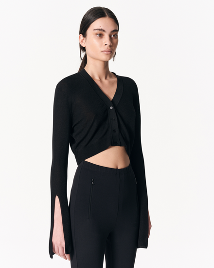 sener besim - cropped cardigan - black - knitwear - shop online