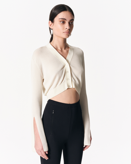 sener besim - the cropped cardigan - ecru - knitwear - shop online