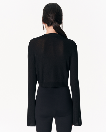 sener besim - cropped cardigan - black - knitwear - shop online