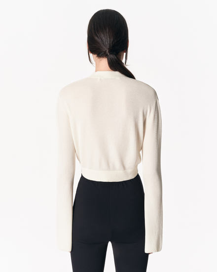 sener besim - the cropped cardigan - ecru - knitwear - shop online