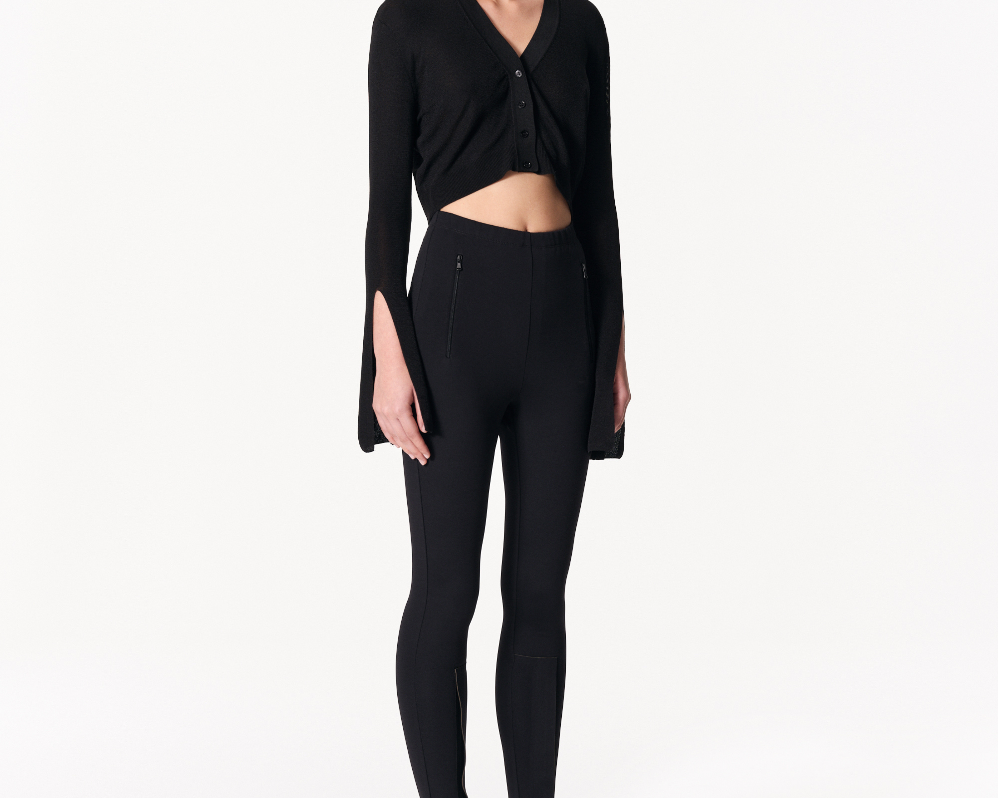 sener besim - cropped cardigan - black - knitwear - shop online
