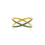 Geometric Cross Ring - Turquoise