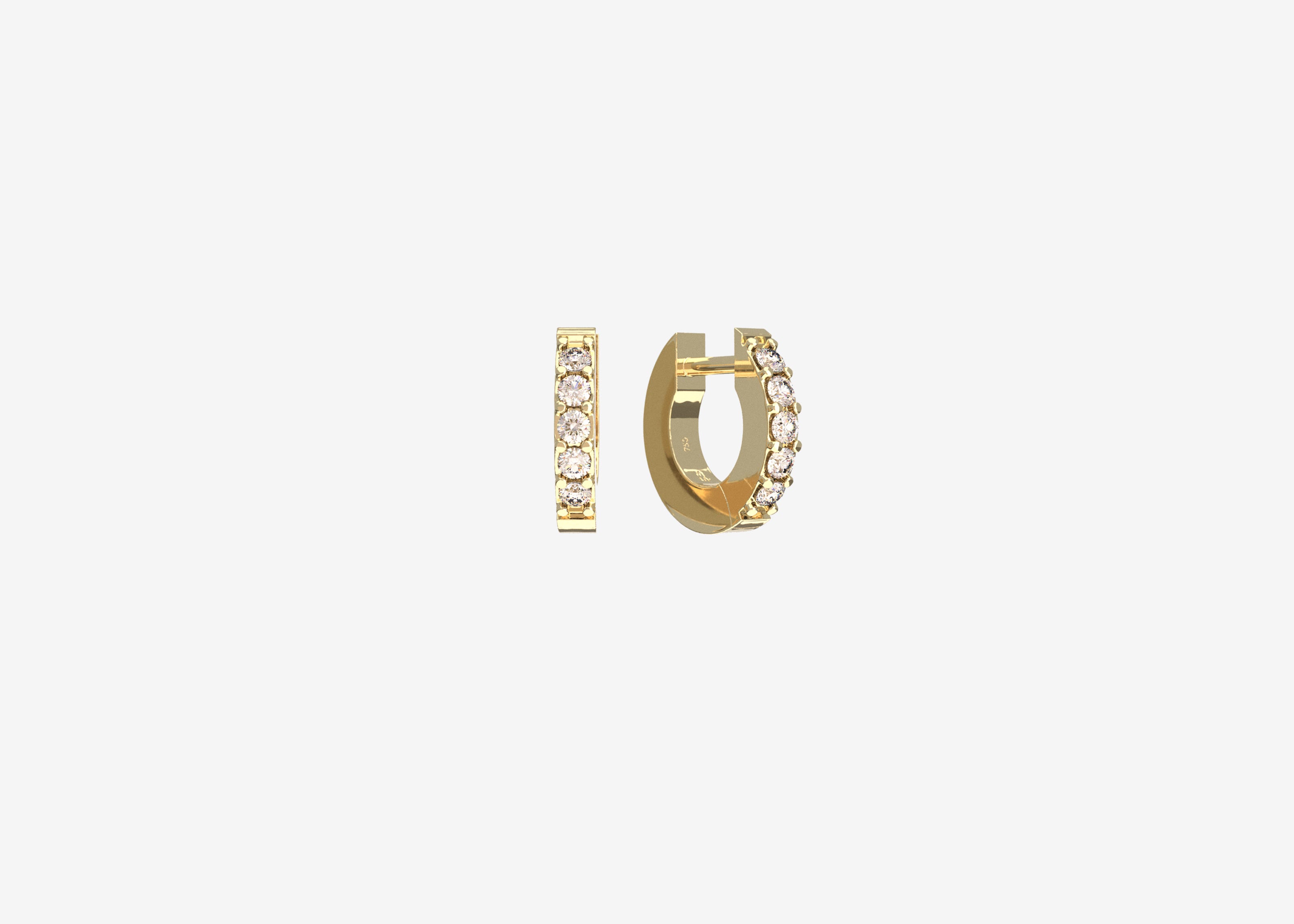 SOLID-YELLOW-GOLD-DIAMOND-HUGGIE-EARRING-SENER-BESIM