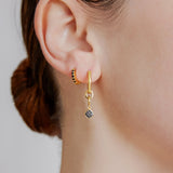 Black Pavé Diamond Charm Earring (Short)