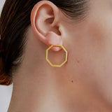 Geometric Octagon Earrings - Gold