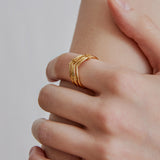 Inverted Four Chain Ring - Gold