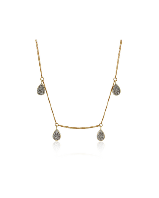 Solid Gold and White Diamond Teardrop Necklace