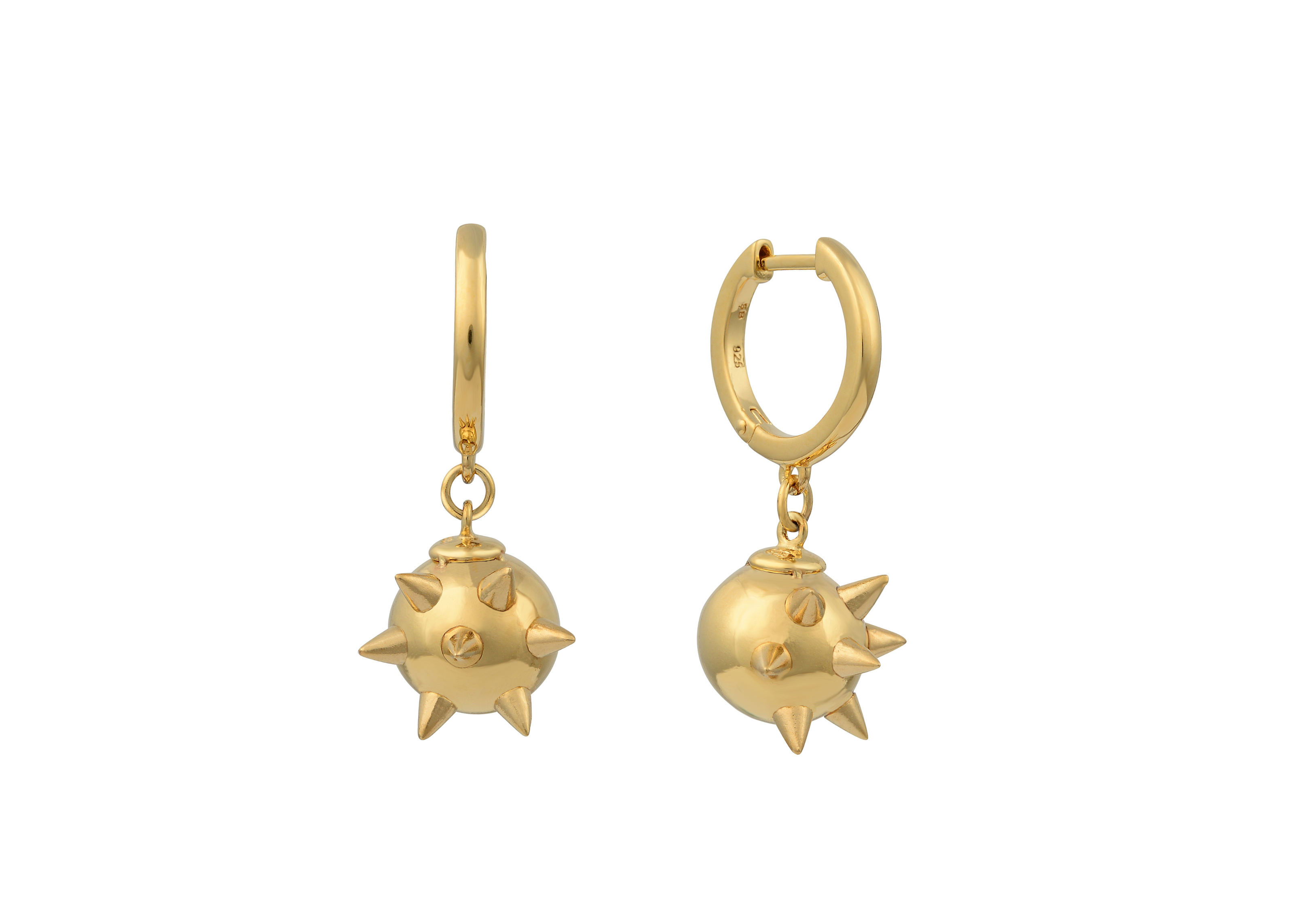 Şener Besim Ball Spike Earrings in 14ct gold vermeil, flat lay