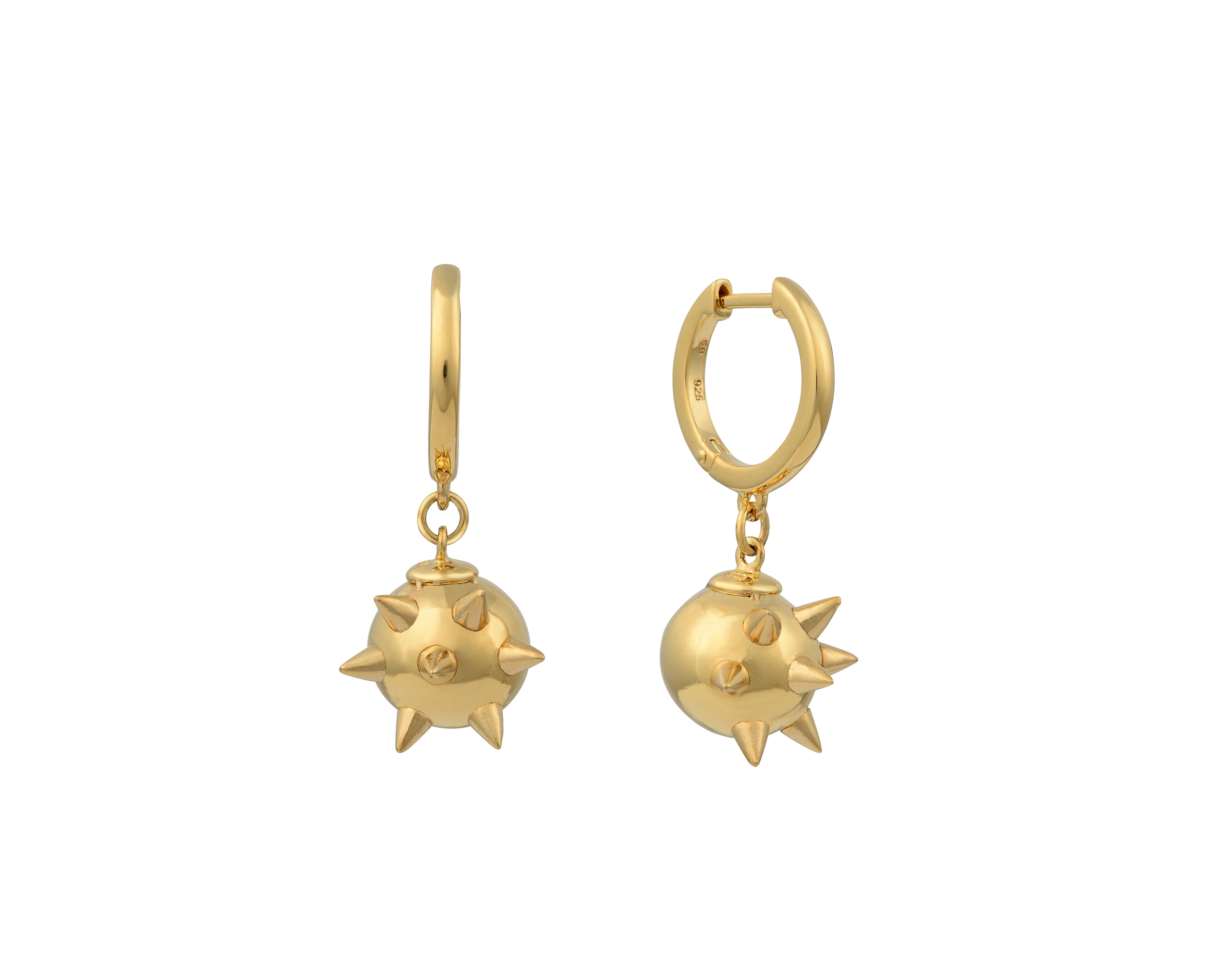 Şener Besim Ball Spike Earrings in 14ct gold vermeil, flat lay