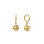 Şener Besim Ball Spike Earrings gold, ball charm with spike detail close up