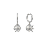 Şener Besim Ball Spike Earrings silver, ball charm with spike detail close up