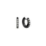 Şener Besim Black Rhodium White Diamond Medium Huggie, sterling silver, flat lay