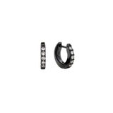 Şener Besim Black Rhodium White Diamond Medium Huggie, sterling silver, flat lay