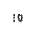 Şener Besim Black Rhodium White Diamond Small Huggie, white diamond detail close up