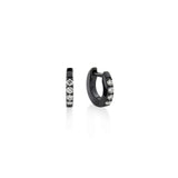 Şener Besim Black Rhodium White Diamond Small Huggie, white diamond detail close up