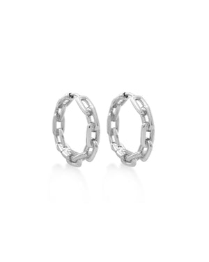 Chunky Chain Hoops in Silver - Main View
