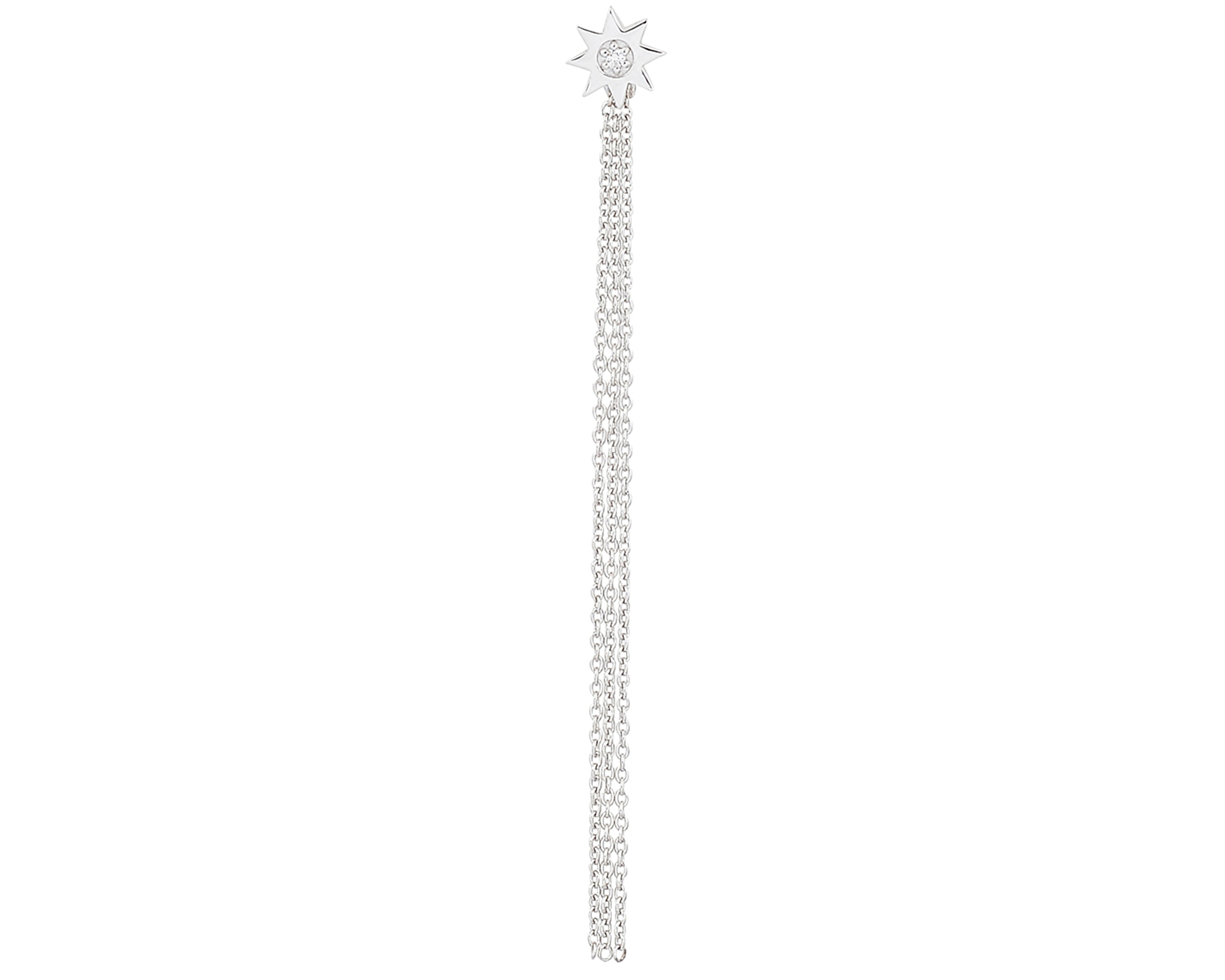 Şener Besim Constellation Chain Diamond Stud in rhodium plating — Constellation Series