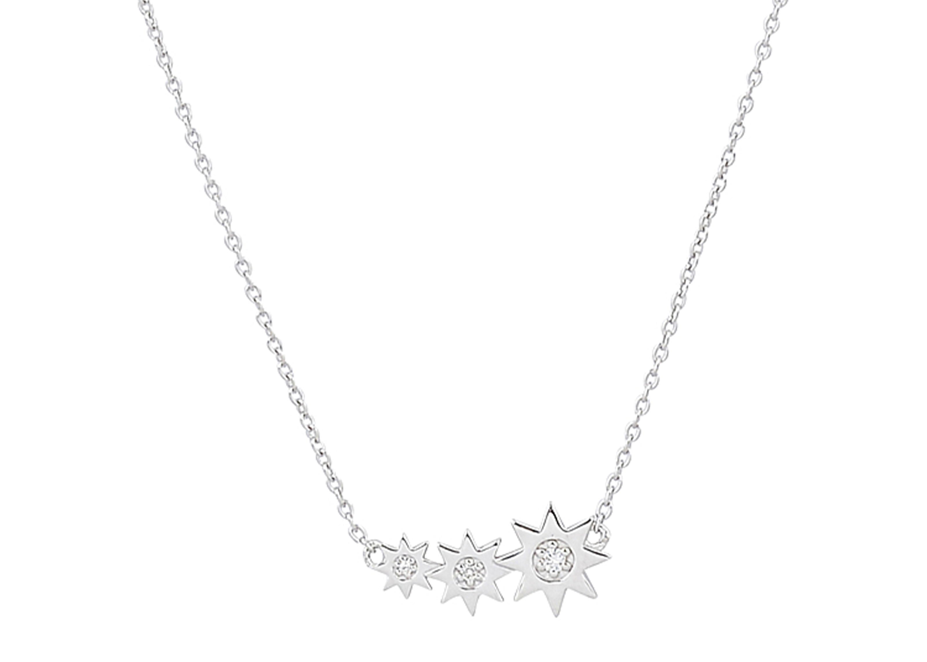 Şener Besim Constellation Cluster Diamond Necklace in rhodium plating, sterling silver, flat lay
