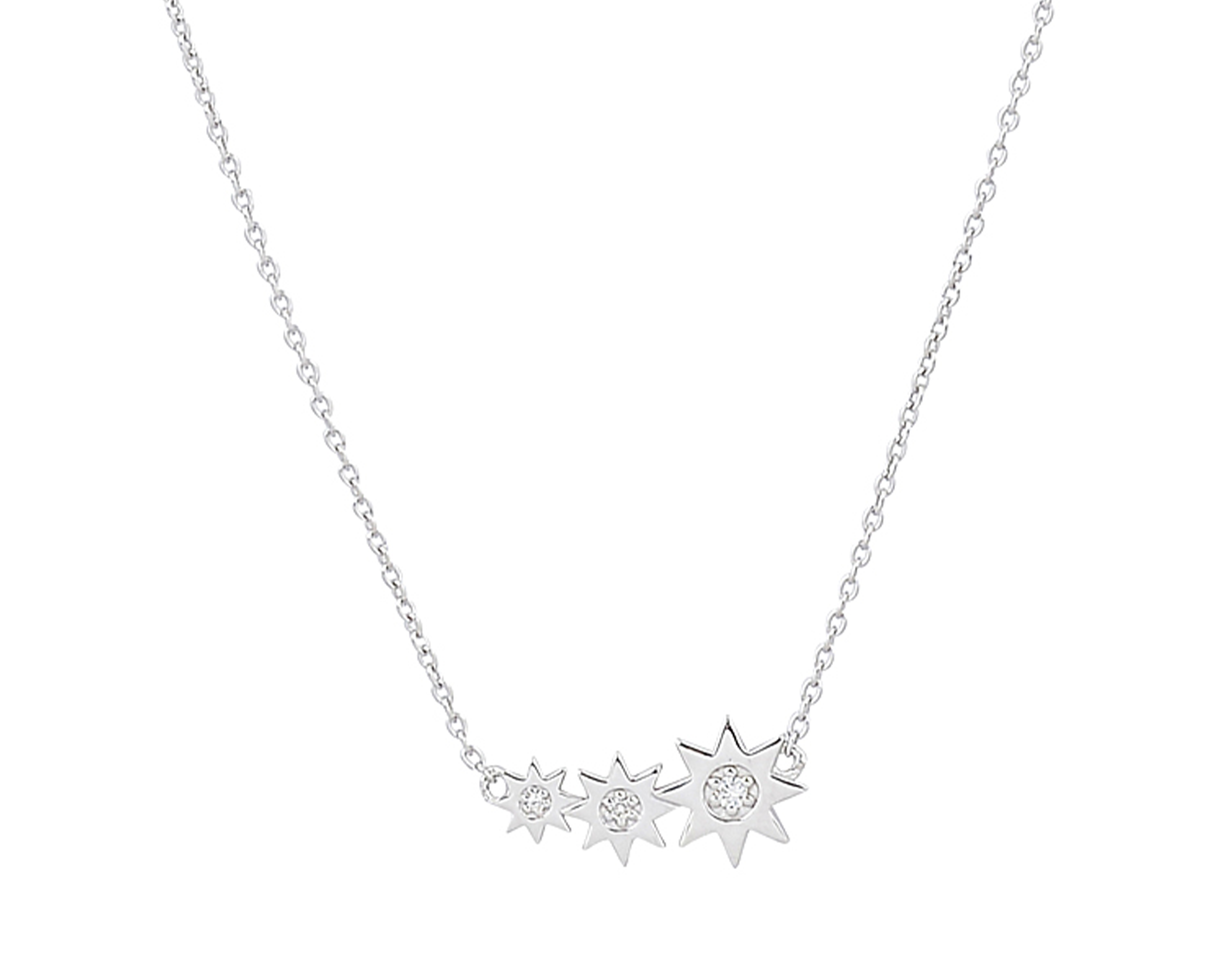 Şener Besim Constellation Cluster Diamond Necklace in rhodium plating, sterling silver, flat lay