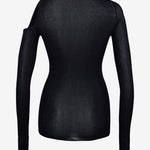 Şener Besim Cutout Crewneck Black, fine knit top, flat lay back