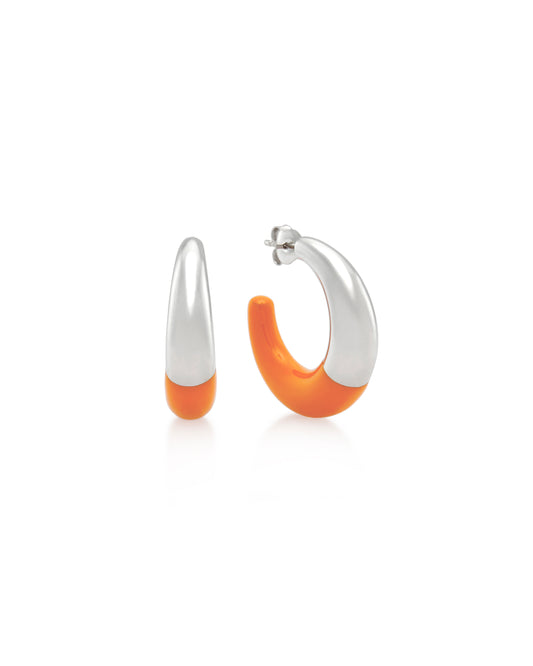 Enamel Dipped Hoops - Orange