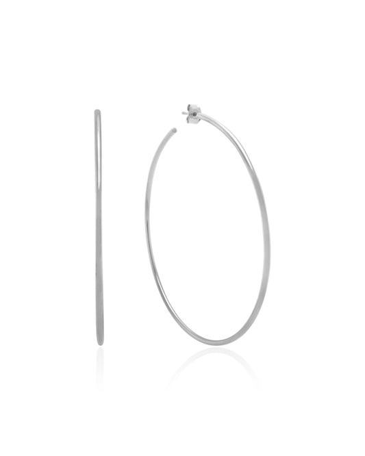 Large Fine Hoops - Silver