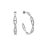 Şener Besim Large Helix Hoops in rhodium plating, sterling silver, flat lay