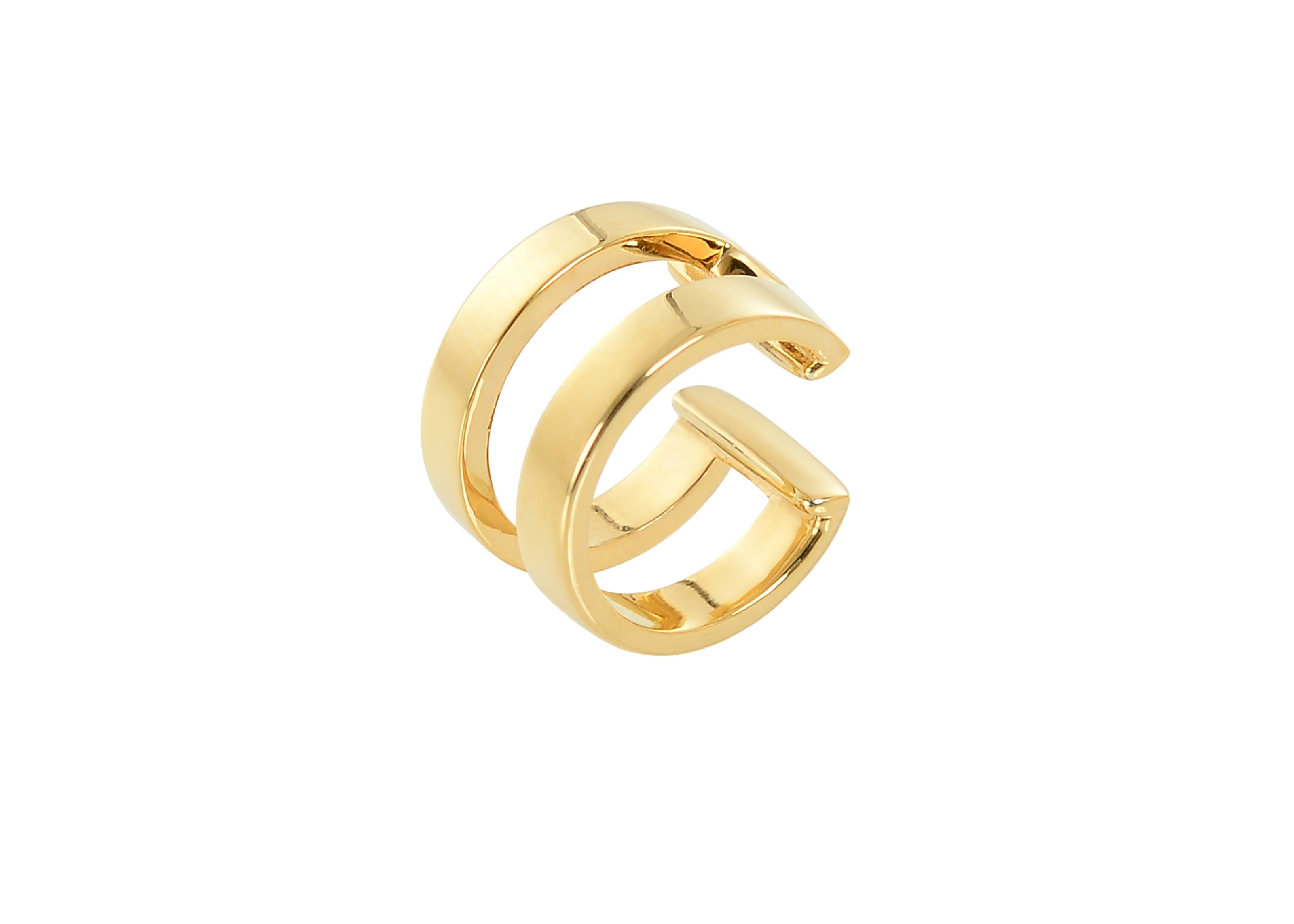 Linear Double Band Ear Cuff in Gold - Main View