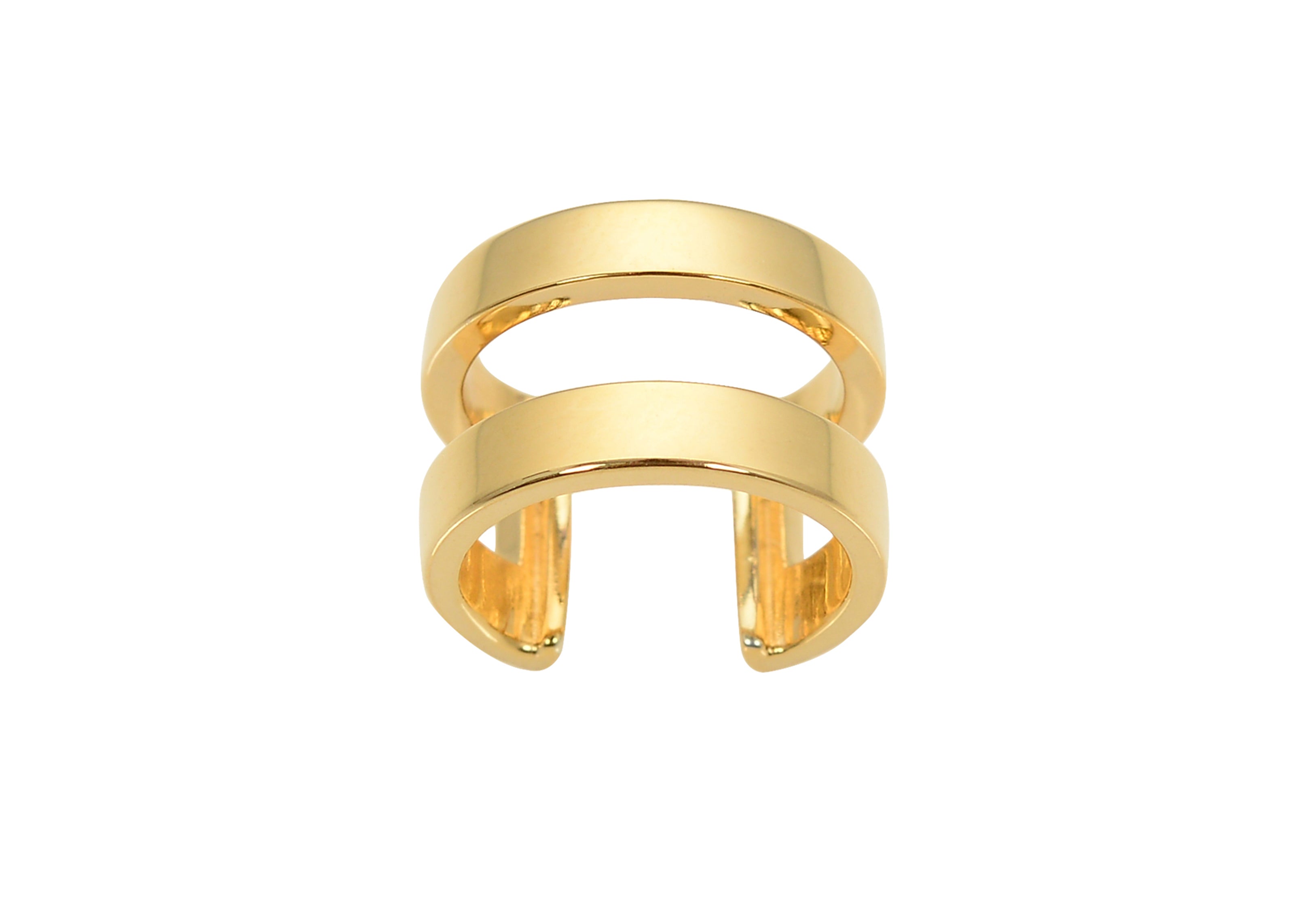 Linear Double Band Ear Cuff in Gold - Alternate View