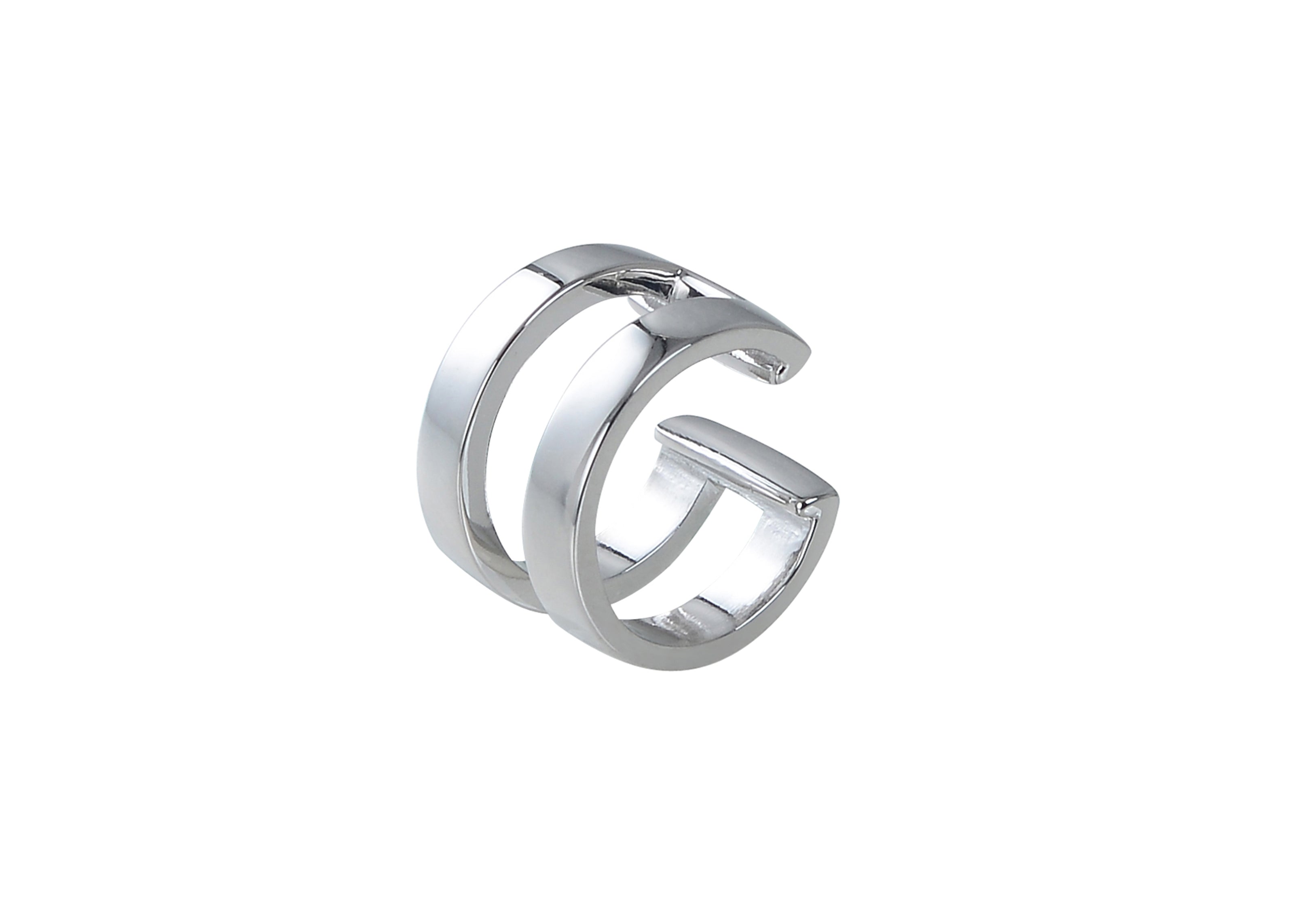 Linear Double Band Ear Cuff in Silver - Main View