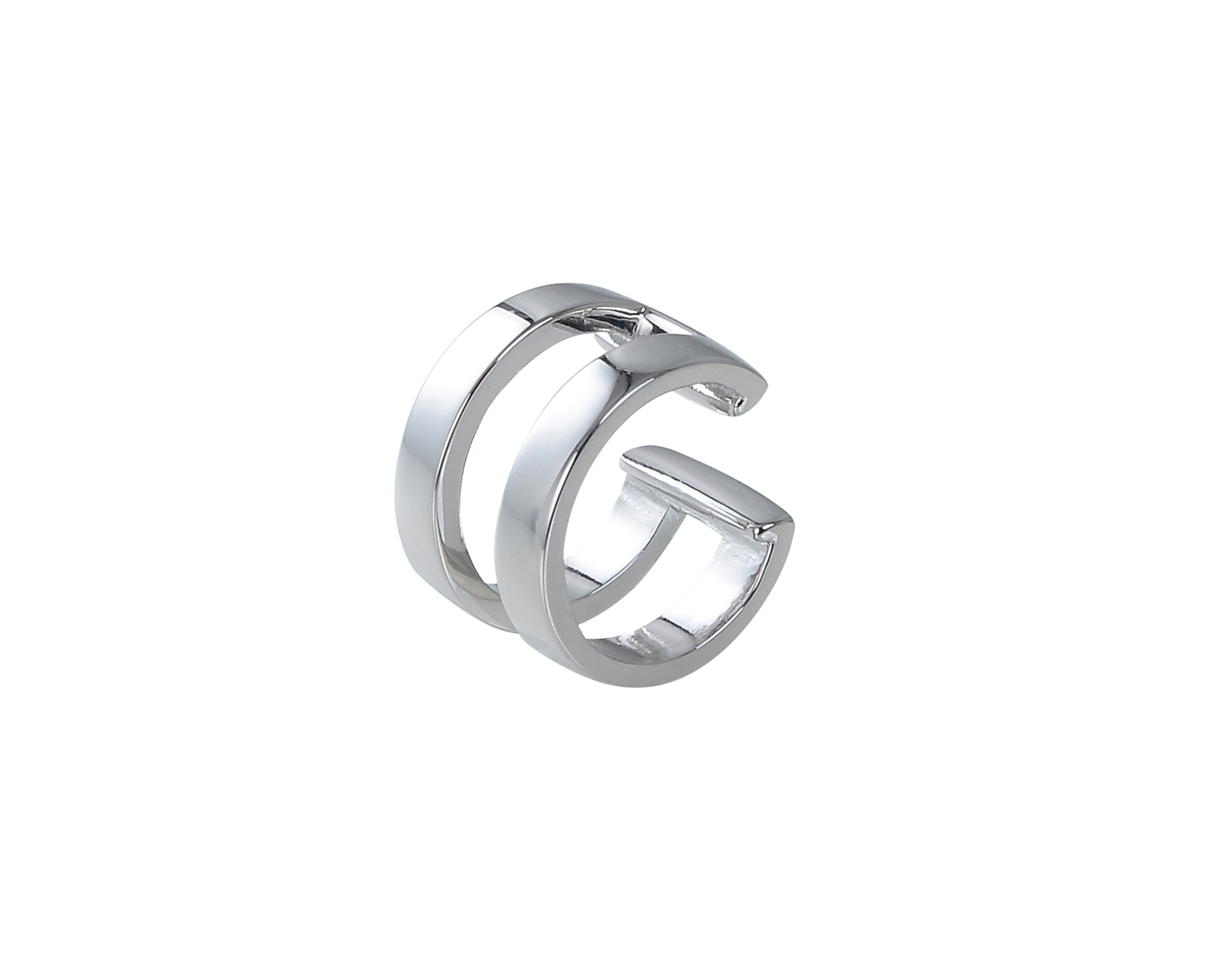 Linear Double Band Ear Cuff in Silver - Main View