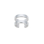 Linear Double Band Ear Cuff in Silver - Alternate View