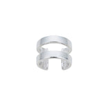 Linear Double Band Ear Cuff in Silver - Alternate View
