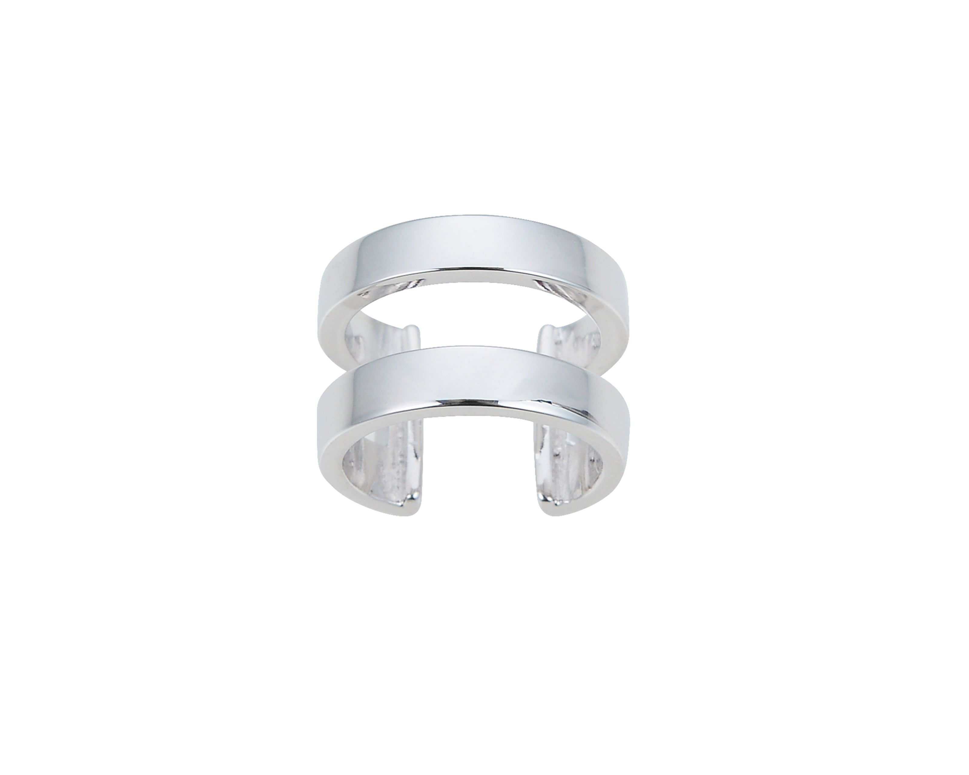 Linear Double Band Ear Cuff in Silver - Alternate View