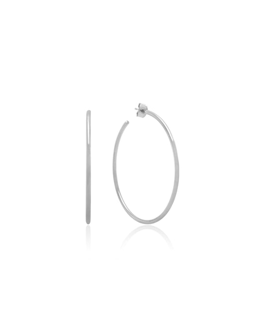 Medium Fine Hoops - Silver