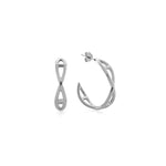 Şener Besim Medium Helix Hoops in rhodium plating, sterling silver, flat lay