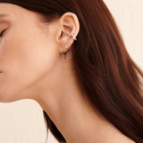 Şener Besim Multipoint Ear Cuff silver worn on ear, Spike Series, rhodium plating