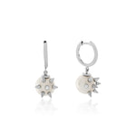 Şener Besim Pearl Spike Earring in silver rhodium plating, flat lay