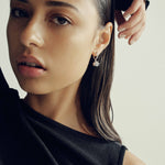 Şener Besim Pearl Spike Earring in silver rhodium plating, worn editorial shot