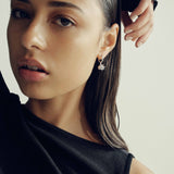 Şener Besim Pearl Spike Earring in silver rhodium plating, worn editorial shot