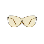 Şener Besim S1 sunglasses in nero and champagne, aviation grade titanium, flat lay