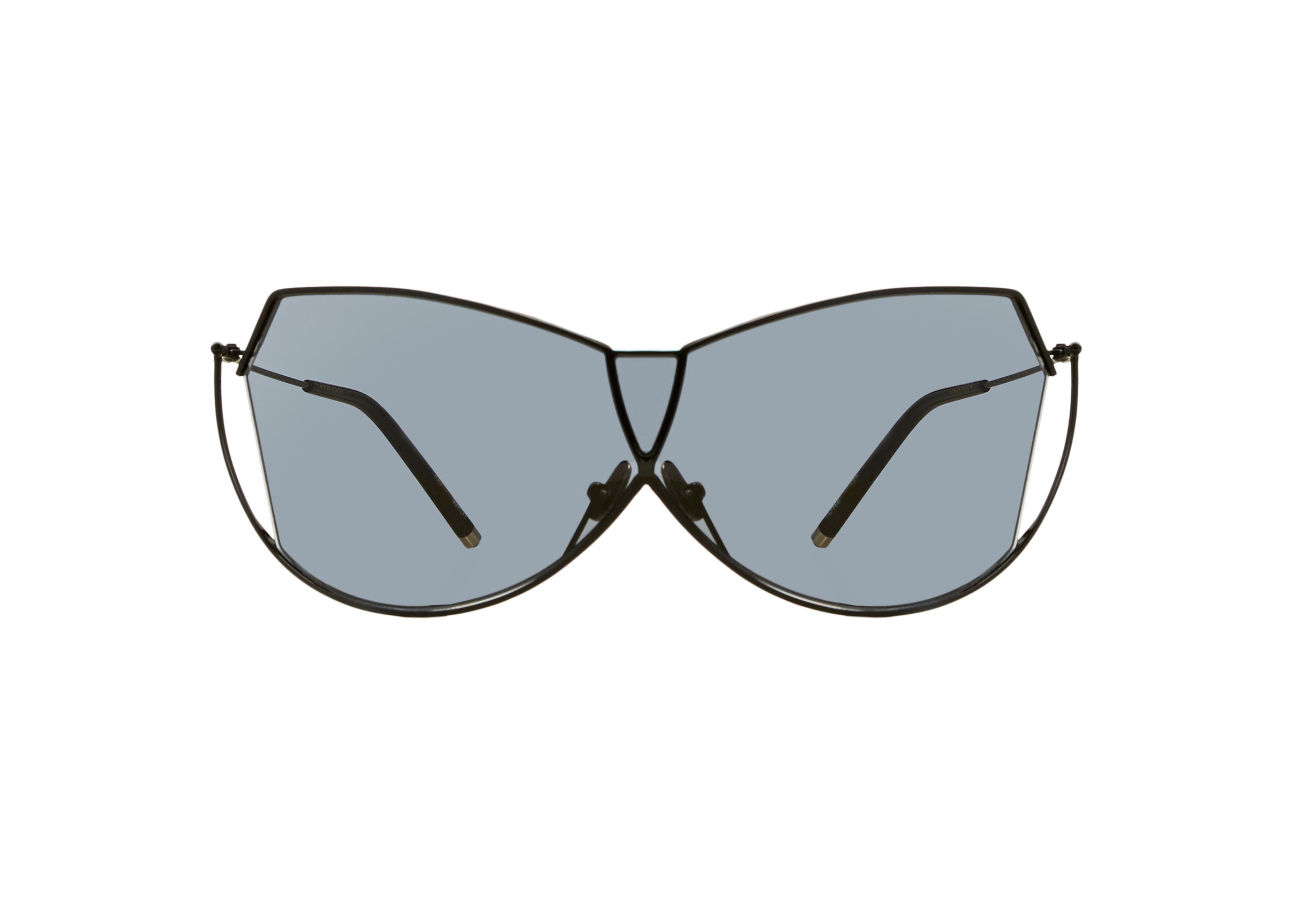 Şener Besim S1 sunglasses in nero and graphite, aviation grade titanium, flat lay