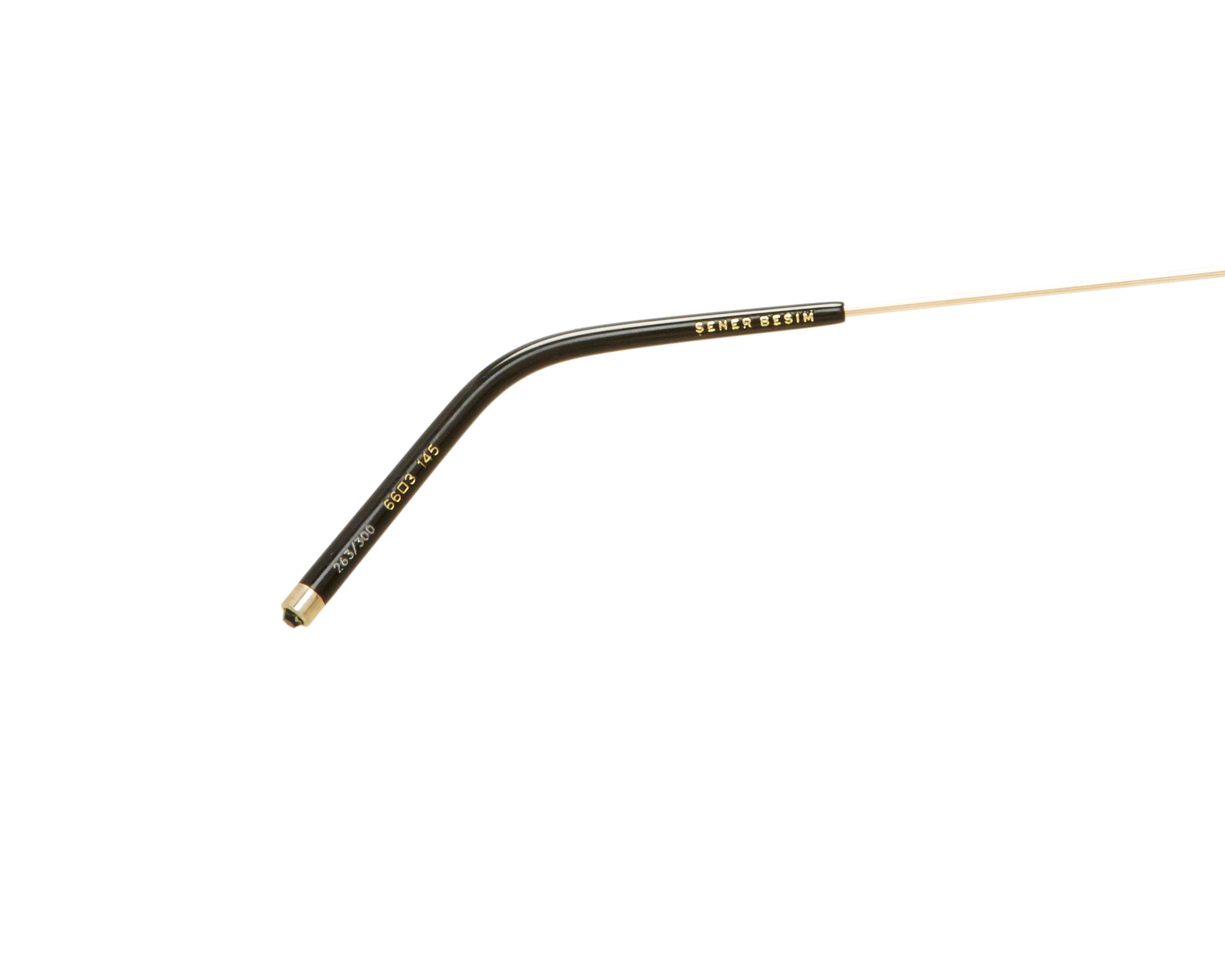 Şener Besim S2 sunglasses in aurous gold, aviation grade titanium frame, luxury eyewear side view