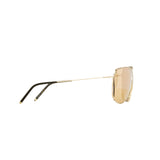 Şener Besim S2 sunglasses in aurous gold, aviation grade titanium frame, side lay